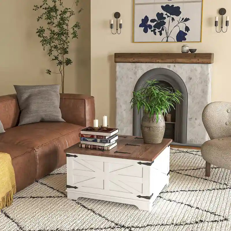Couchtisch im Landhausstil mit Stauraum fürs Wohnzimmer