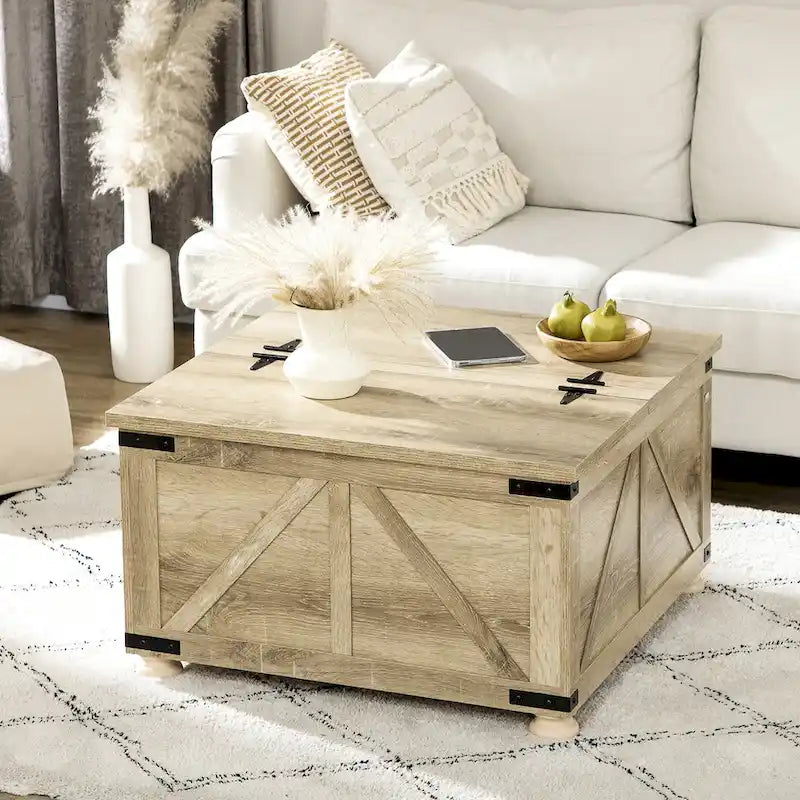 Table basse de style maison de campagne avec rangement pour le salon