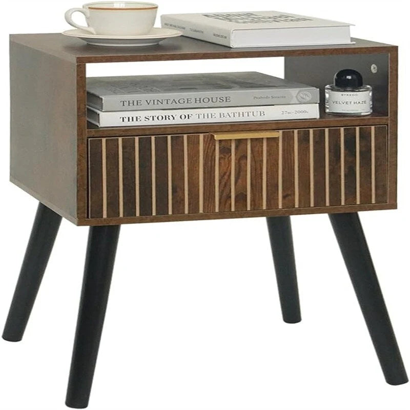 Mesita de noche pequeña de madera con cajón - 11.8D x 15.7W x 23.6H