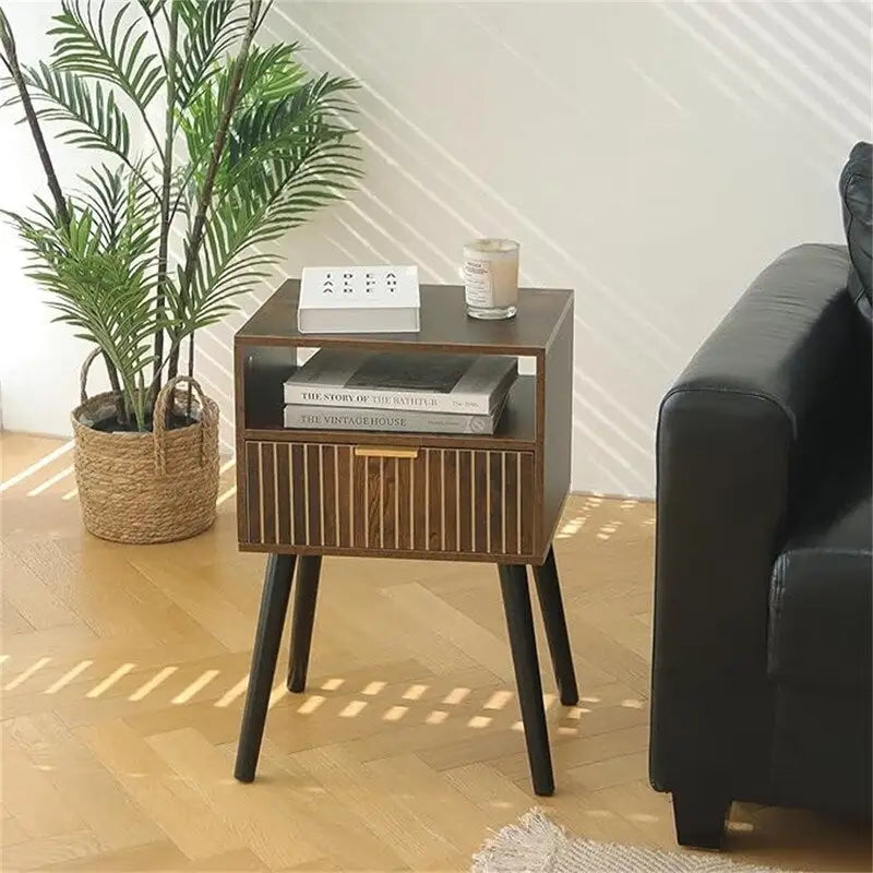 Mesita de noche pequeña de madera con cajón - 11.8D x 15.7W x 23.6H