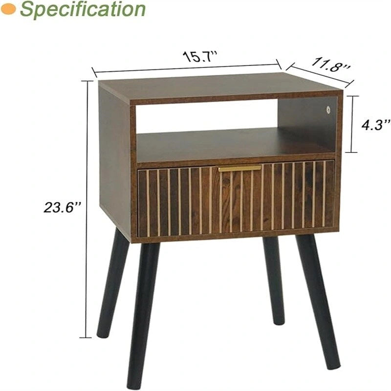 Kleiner Nachttisch aus Holz mit Schublade - 11.8D x 15.7W x 23.6H