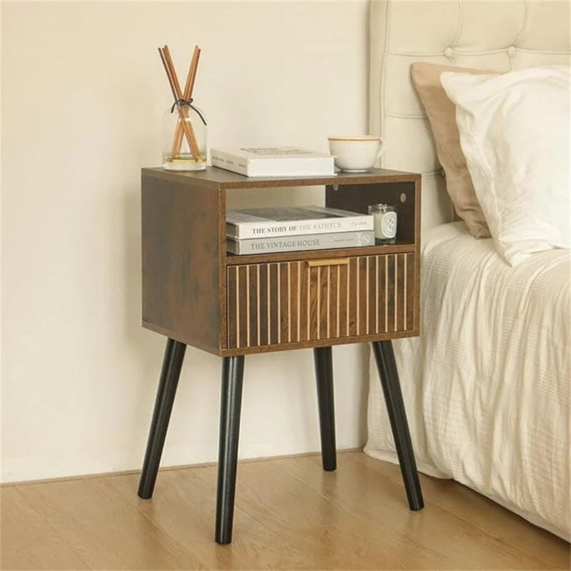 Mesita de noche pequeña de madera con cajón - 11.8D x 15.7W x 23.6H