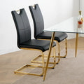 Lot de 2 chaises rembourrées pour salle à manger ou salon, avec pieds en métal doré