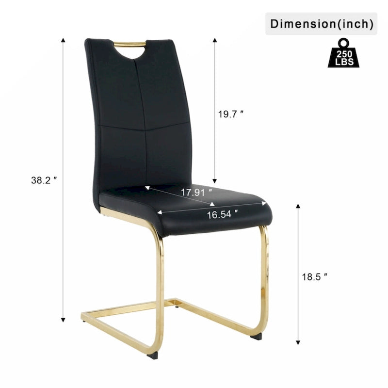 Lot de 2 chaises rembourrées pour salle à manger ou salon, avec pieds en métal doré