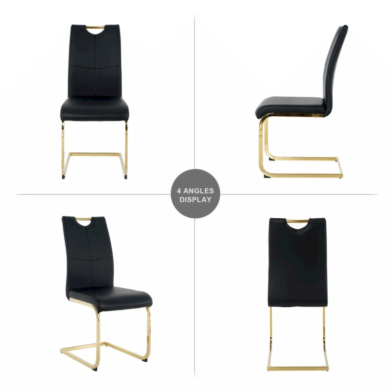 Lot de 2 chaises rembourrées pour salle à manger ou salon, avec pieds en métal doré