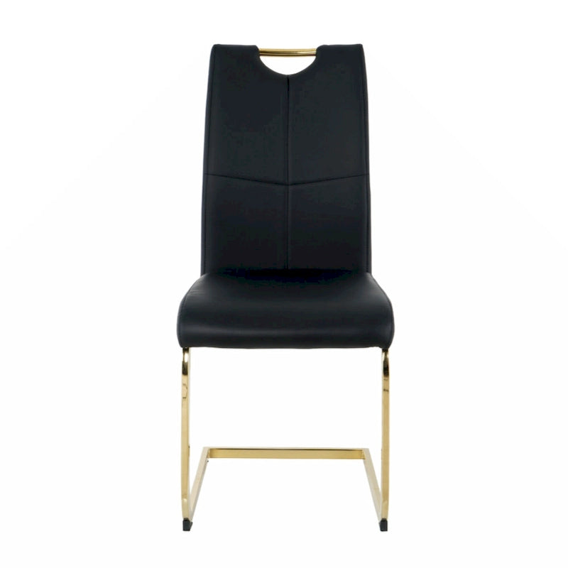 Lot de 2 chaises rembourrées pour salle à manger ou salon, avec pieds en métal doré
