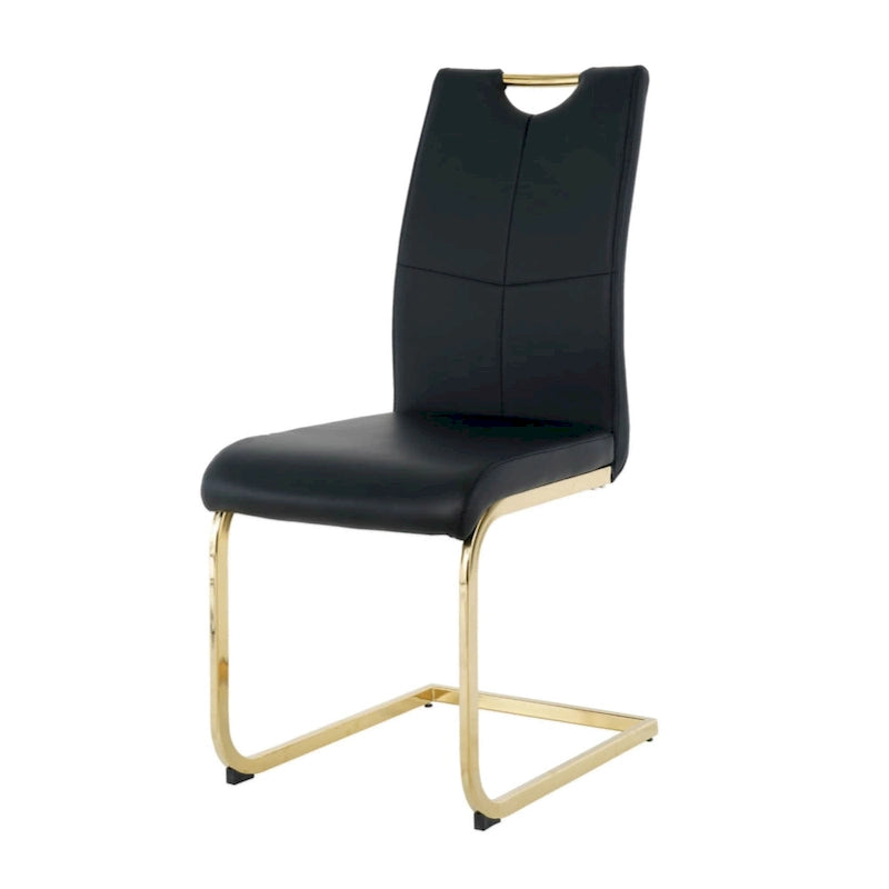 Lot de 2 chaises rembourrées pour salle à manger ou salon, avec pieds en métal doré