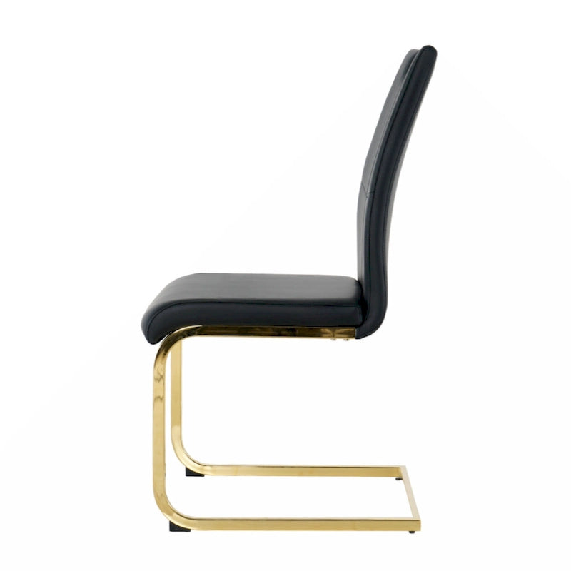 Lot de 2 chaises rembourrées pour salle à manger ou salon, avec pieds en métal doré