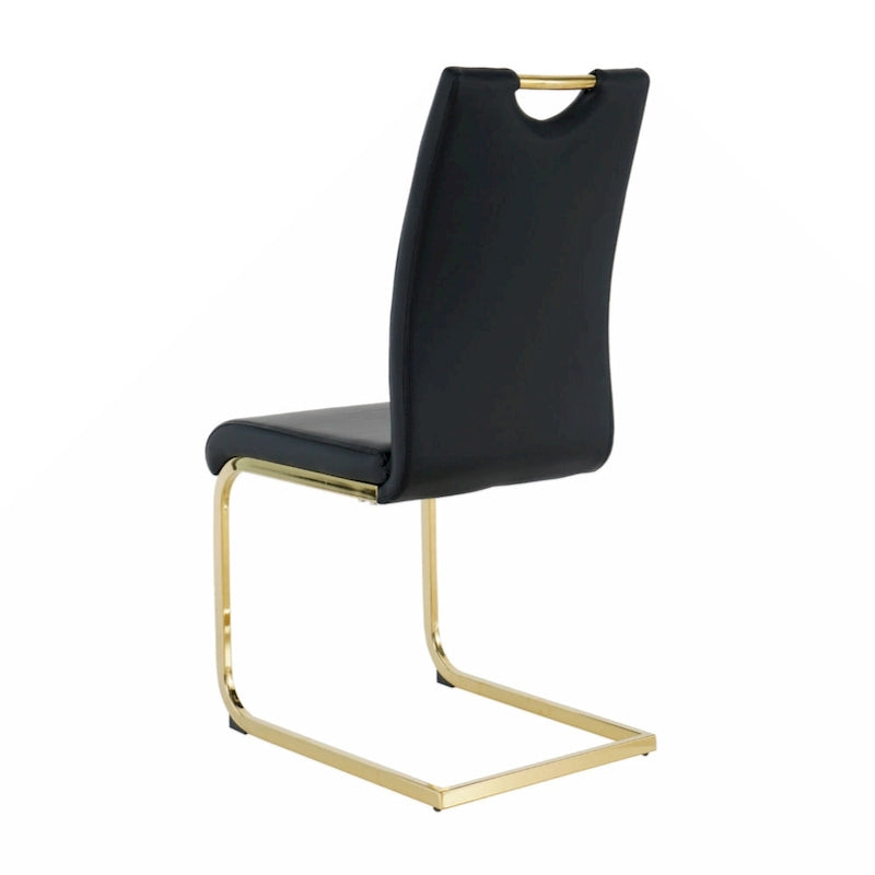 Lot de 2 chaises rembourrées pour salle à manger ou salon, avec pieds en métal doré