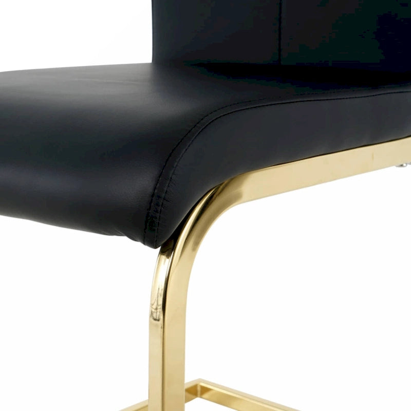 Lot de 2 chaises rembourrées pour salle à manger ou salon, avec pieds en métal doré