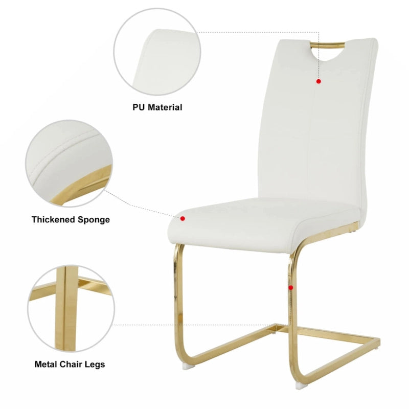 Lot de 2 chaises rembourrées pour salle à manger ou salon, avec pieds en métal doré