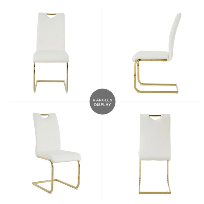 Lot de 2 chaises rembourrées pour salle à manger ou salon, avec pieds en métal doré