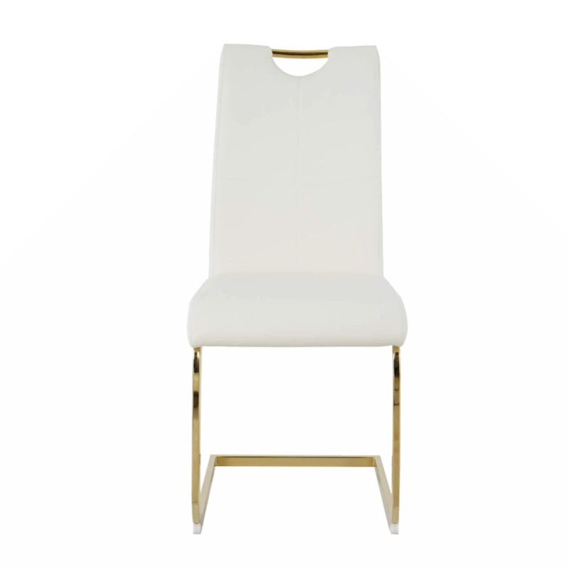 Lot de 2 chaises rembourrées pour salle à manger ou salon, avec pieds en métal doré