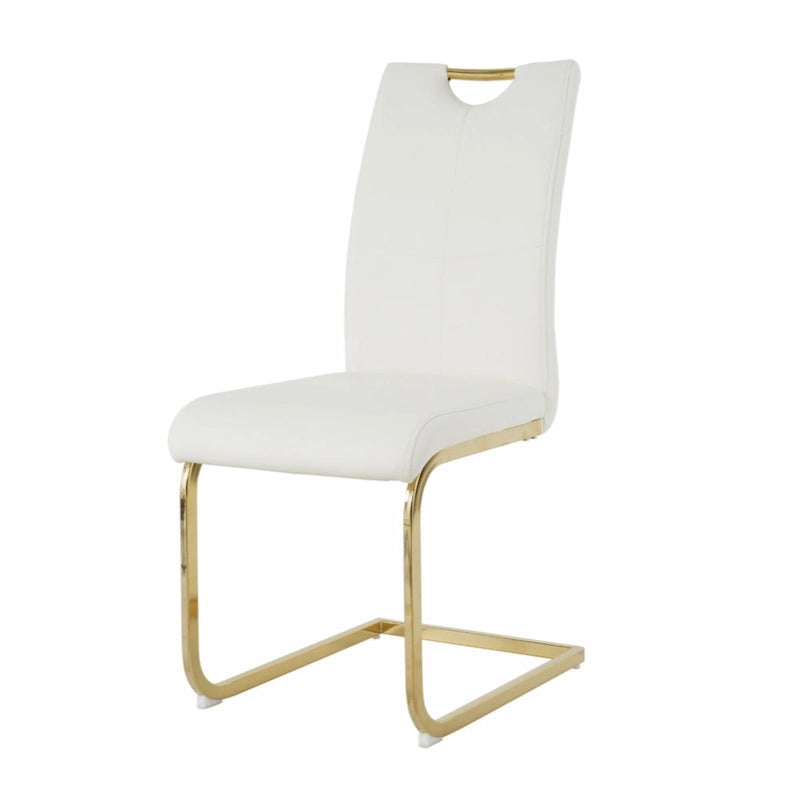 Lot de 2 chaises rembourrées pour salle à manger ou salon, avec pieds en métal doré
