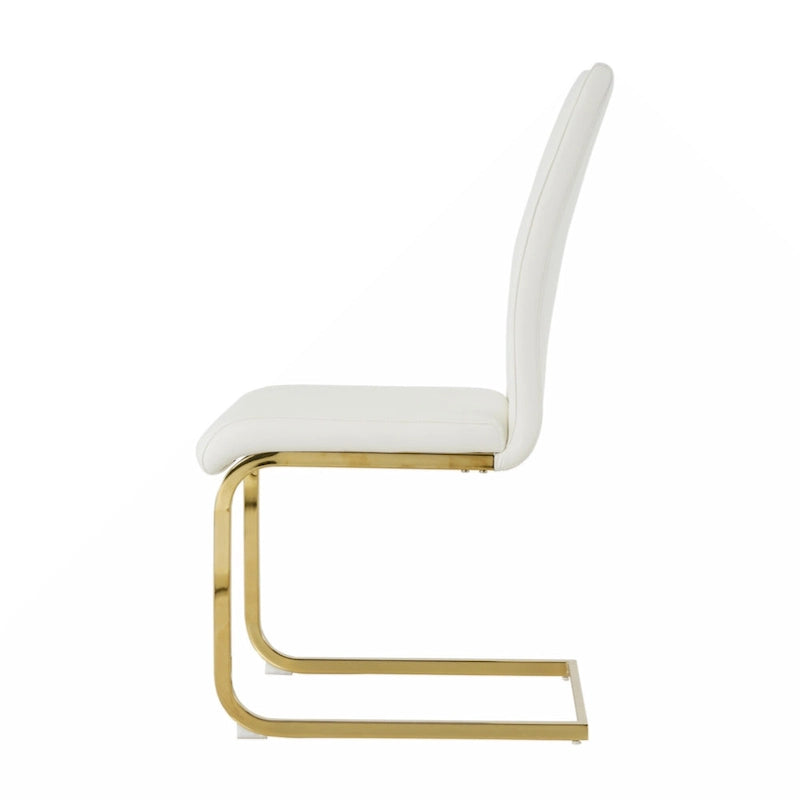 Lot de 2 chaises rembourrées pour salle à manger ou salon, avec pieds en métal doré