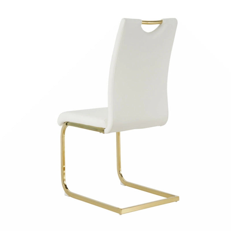 Lot de 2 chaises rembourrées pour salle à manger ou salon, avec pieds en métal doré