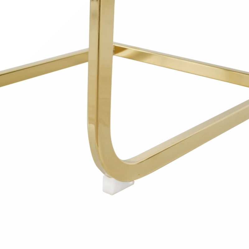 Lot de 2 chaises rembourrées pour salle à manger ou salon, avec pieds en métal doré