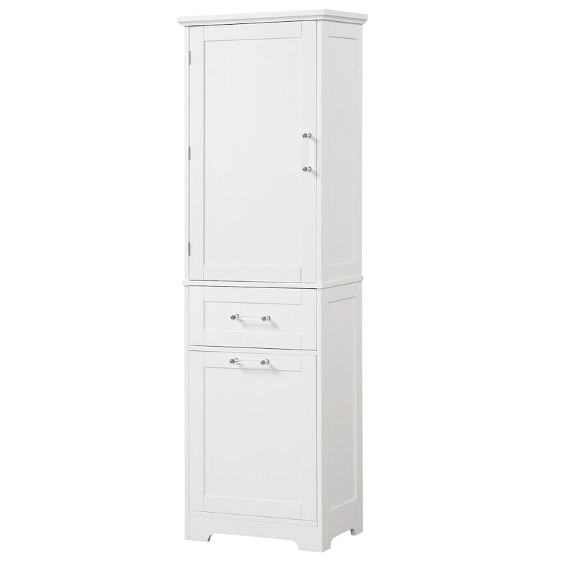 Armario de ropa blanca de 20 in. W x 13 in. D x 68.1 in. H, con 2 cajones de diferentes tamaños y estante ajustable