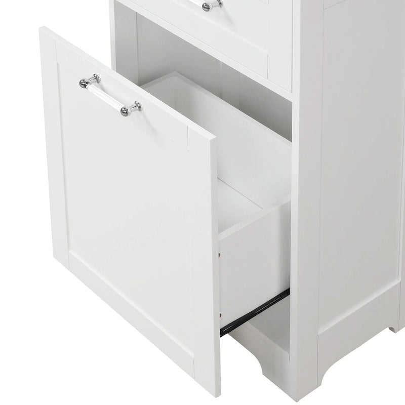 Armario de ropa blanca de 20 in. W x 13 in. D x 68.1 in. H, con 2 cajones de diferentes tamaños y estante ajustable